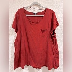 Rust burnt Orange pocket tee shirt plus size flowy